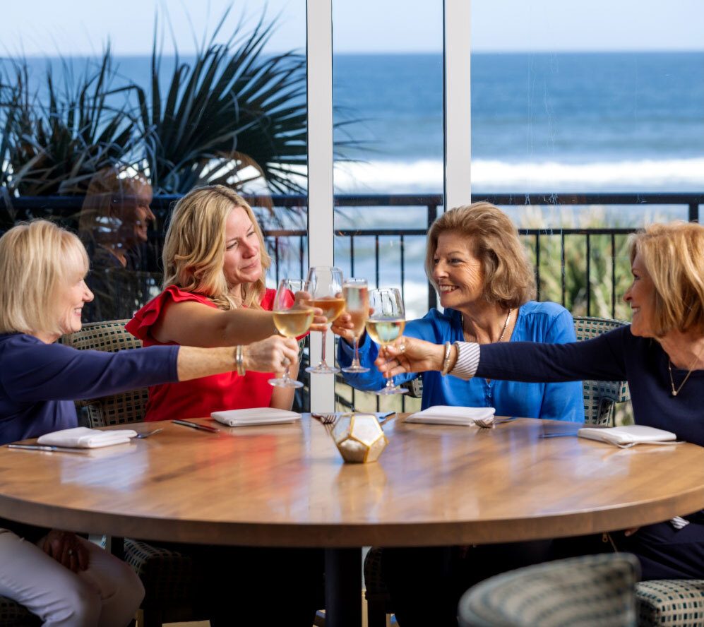 Four ladies having wine